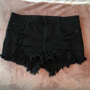 American Eagle Black Distressed Jean Short